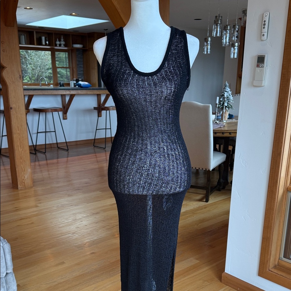 Black Knit Beach Coverup Dress